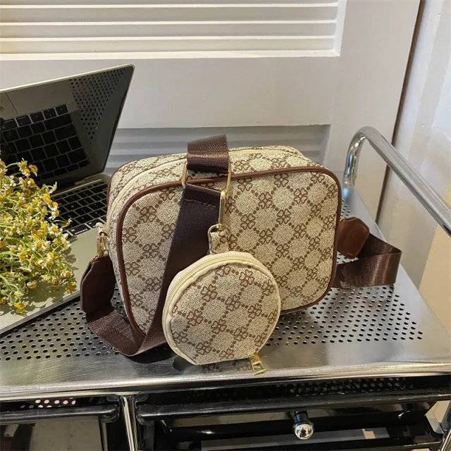 Vintage Pattern Crossbody Bags For Women Shoulder Shell Bag Trend Small Purse And Handbag Luxury Designer Female Square Bag Women's Bag Khaki - Shop at LoveMi