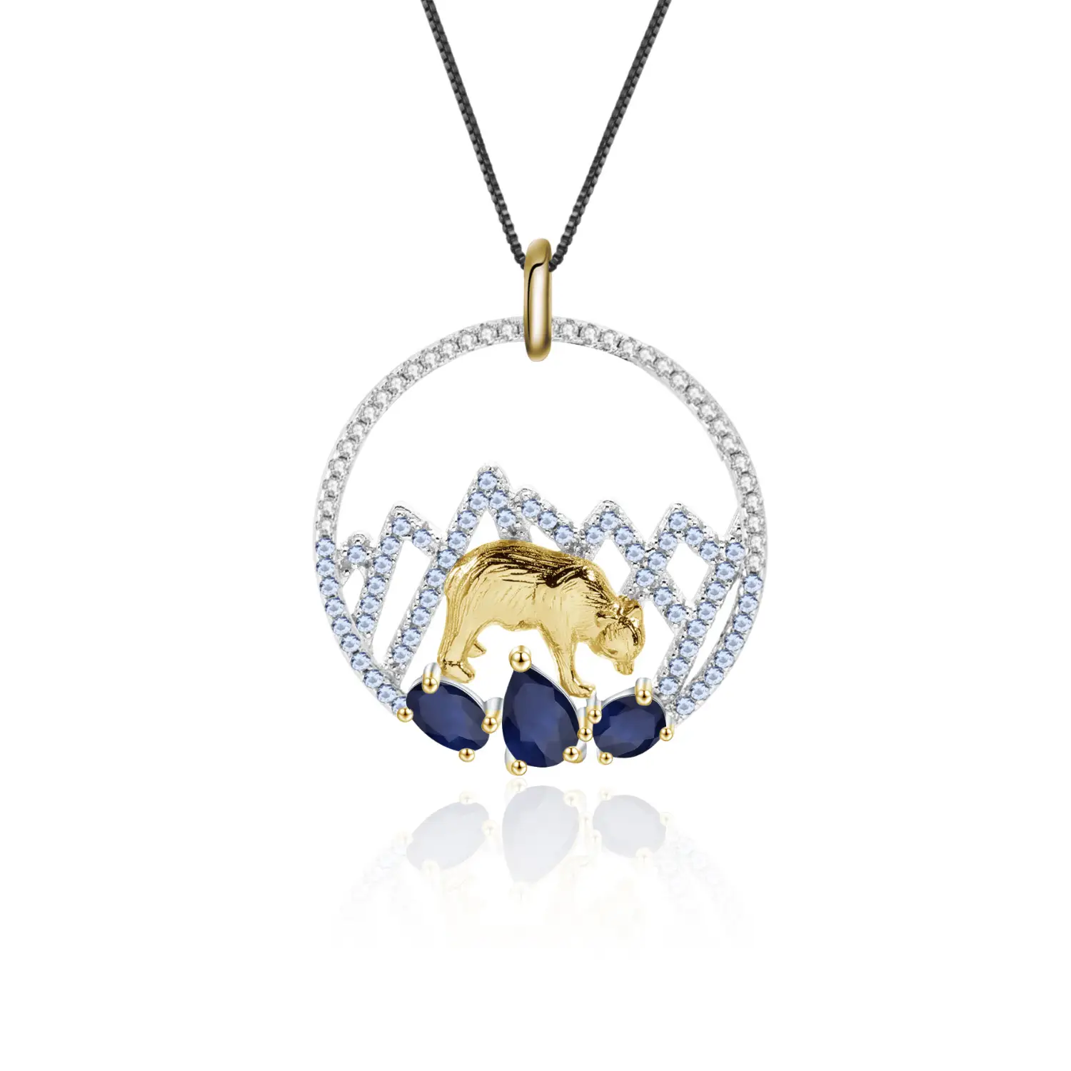 Fashion 925 Silver Inlaid Blue Necklace