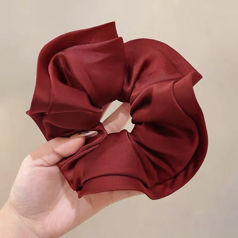 New Year Red Satin Oversized Hair Tie For Women - Jewelry & Watches