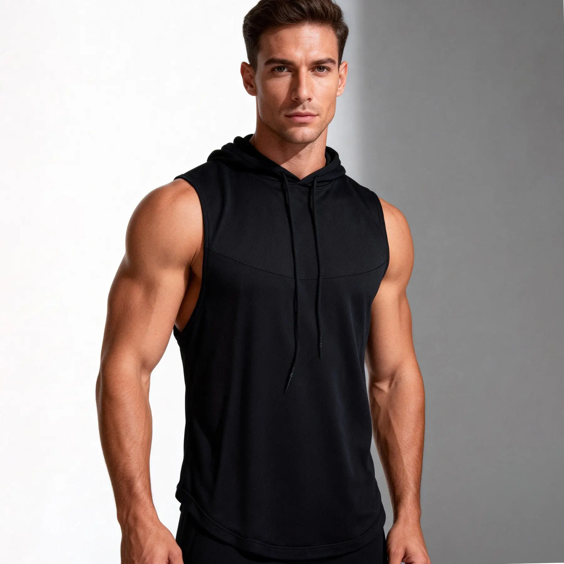 Men's High-Elastic Breathable Fitness Vest With Hood