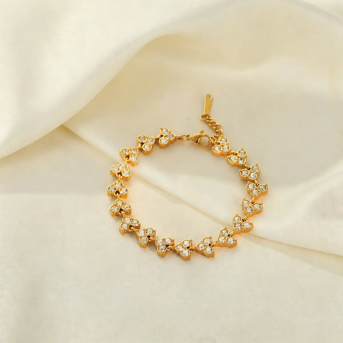 Stainless Steel Gold-plated Diamond-studded Bracelet Versatile