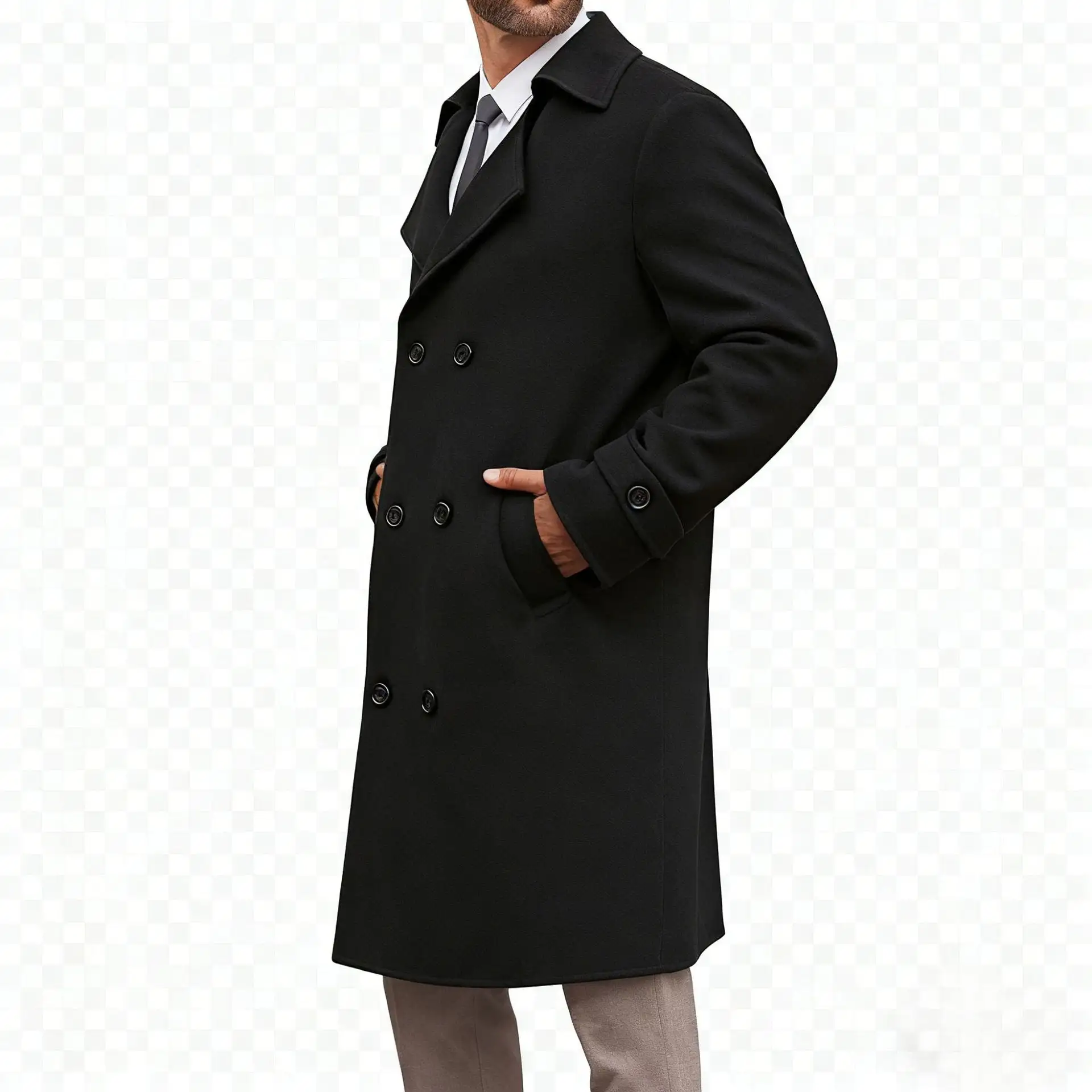 Cotton-padded Wool Coat Fashionable Lapel Wool Outerwear
