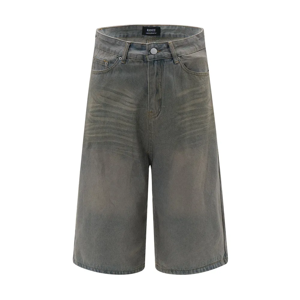 Old Wash Water Denim Five-point Pants Men