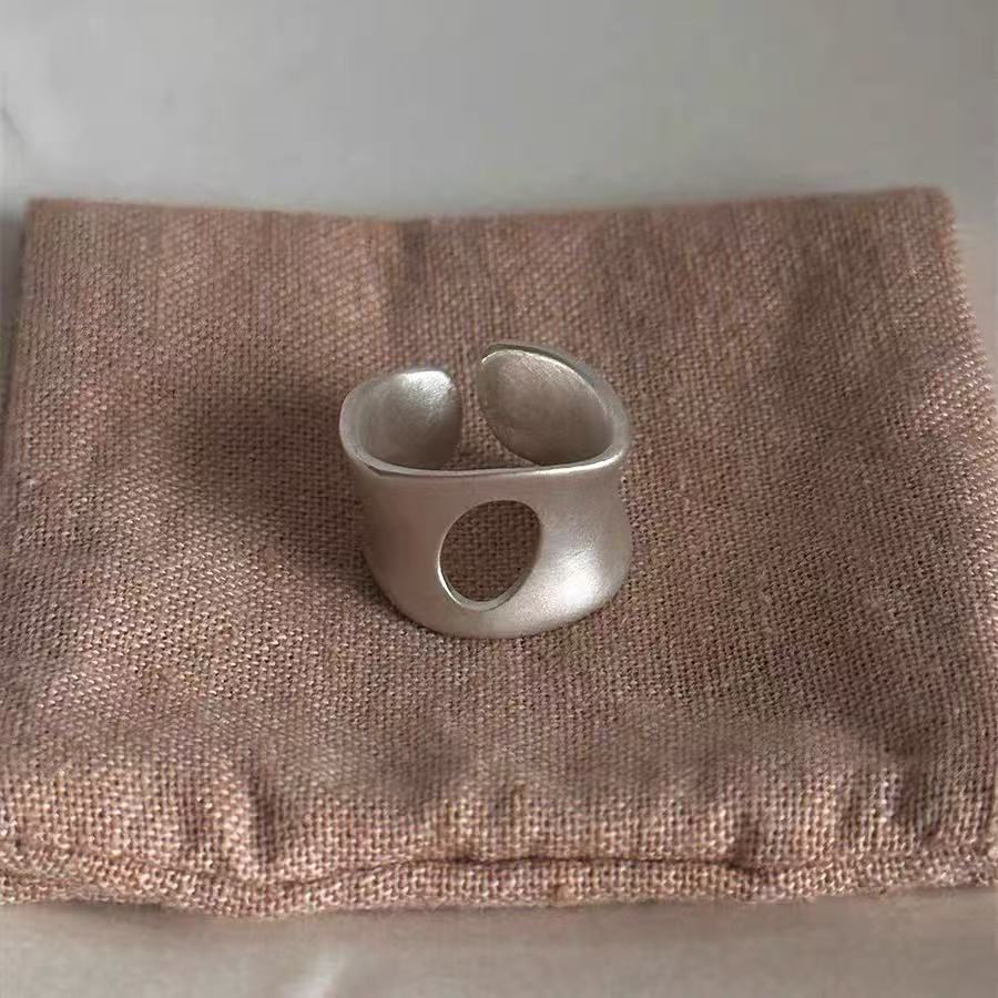 Matte Frosted Wide-ring Irregular Shape Unisex Open-ended