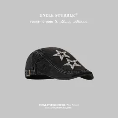 Denim Blue XINGX Women's Retro Washed Peaked Cap - Black - View 1