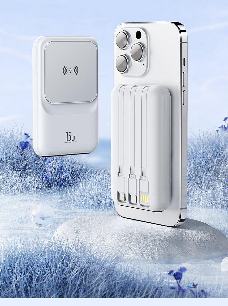 Magnetic Wireless Charger Power Bank With Cable Super Fast Charge Mobile Power 10000 MA 21