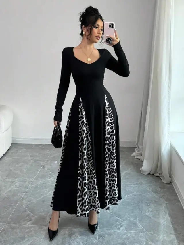 Womens Slimming Split Formal Dress With Long Sleeves Black - Shop at LoveMi