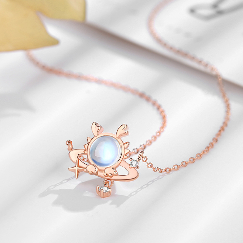Necklace Women's Sterling Silver Special-interest Design Moonstone