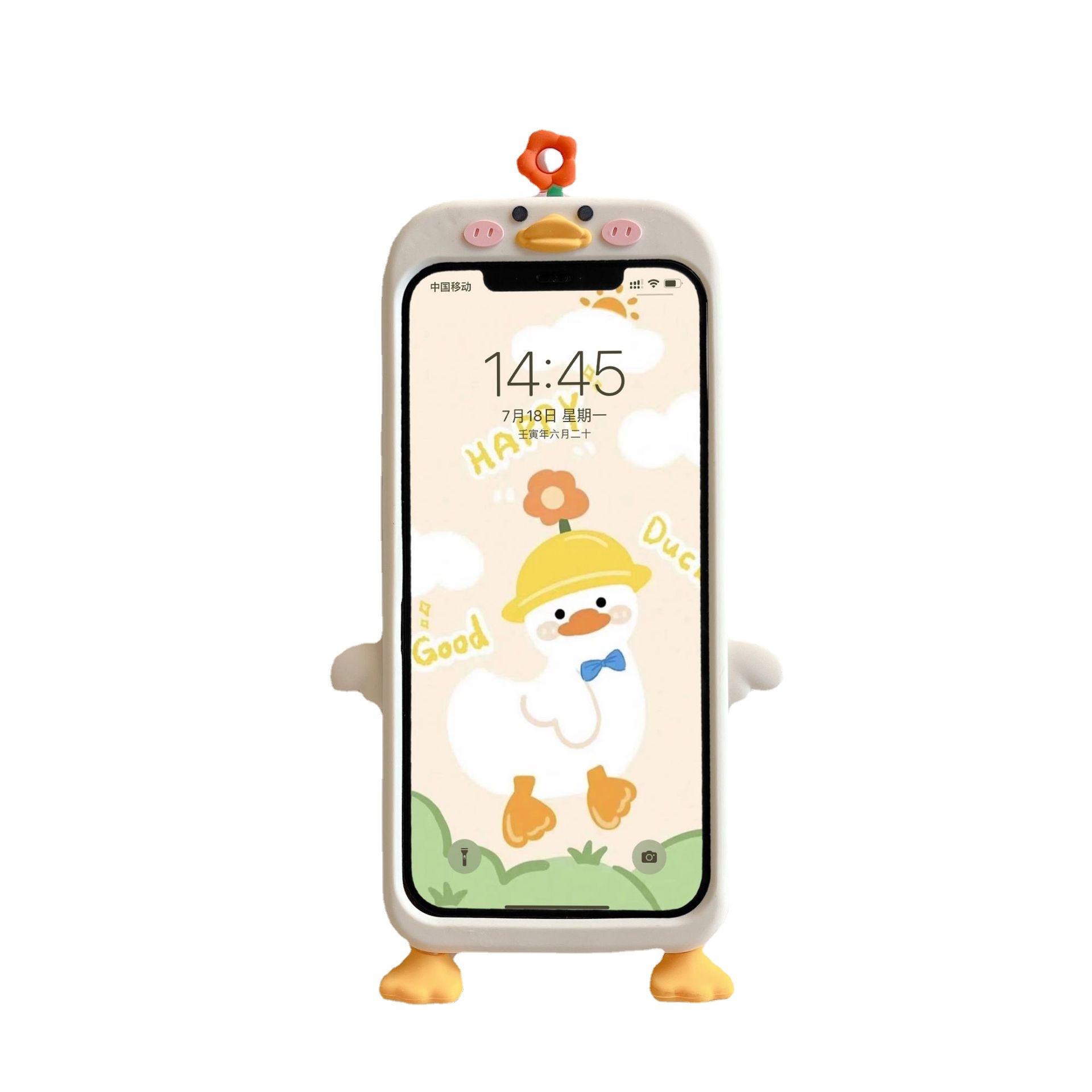 Creative Stereo Cute Flower Duck Phone Case Cartoon Soft Shell - Image 3
