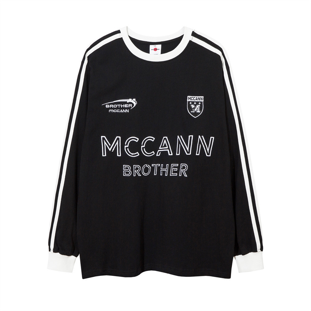 American Street Stitching Stripe Long Sleeves Spring And Autumn