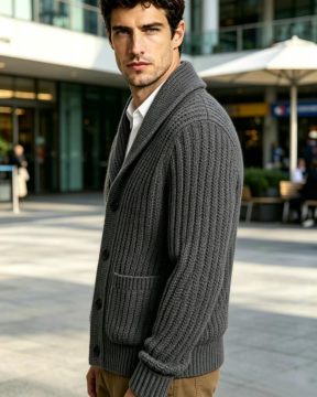 New Mens Striped Knitted Cardigan Jacket