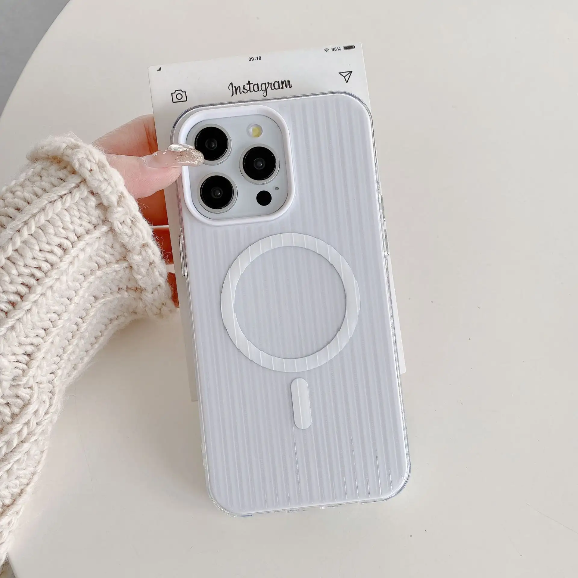 Magnetic Stripe Minimalist Solid Color Phone Case
