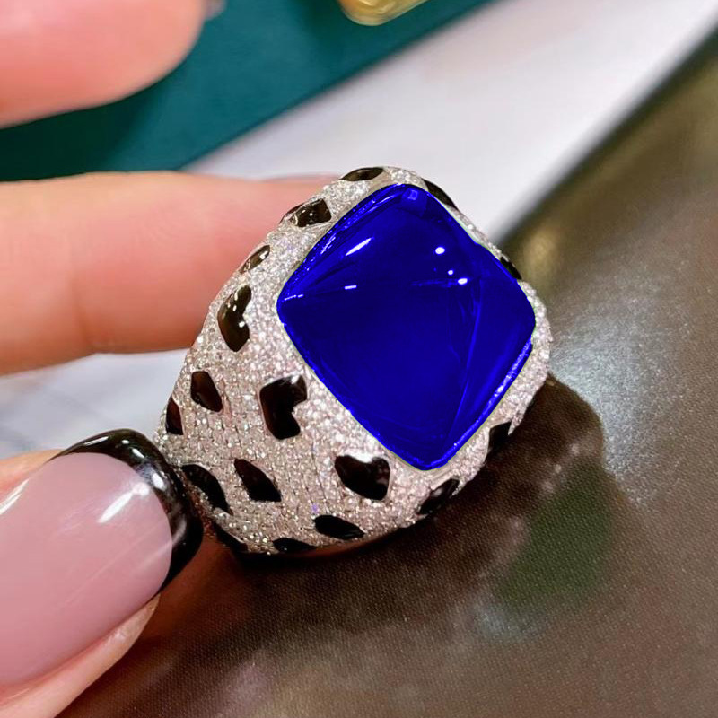 Royal Sapphire Red Diamond Emerald Full Diamond Ring