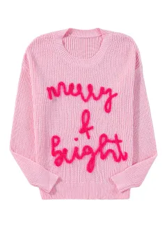 Winter New Leisure Warm Round Neck Sweater For Women - Pink - View 1