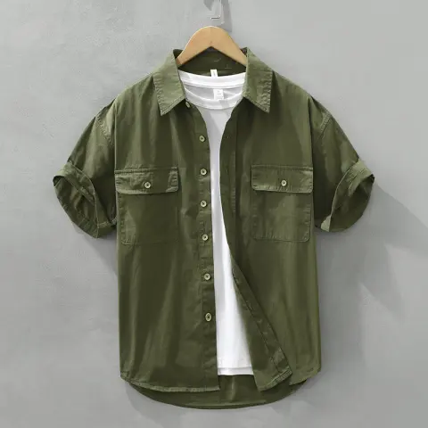 Solid Color Casual Short-sleeved Shirt