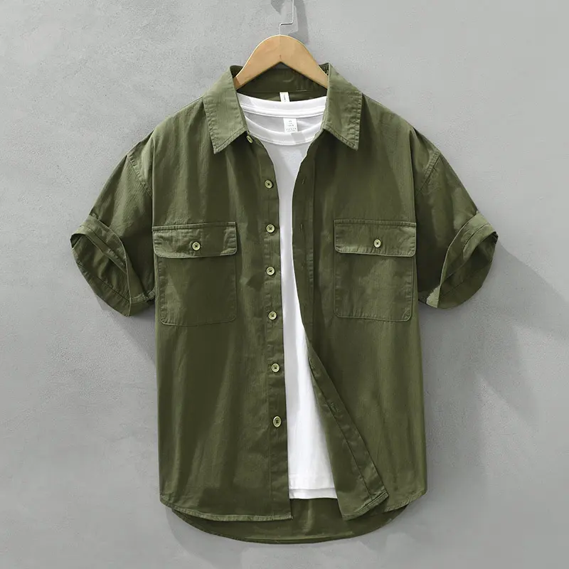 Solid Color Casual Short-sleeved Shirt