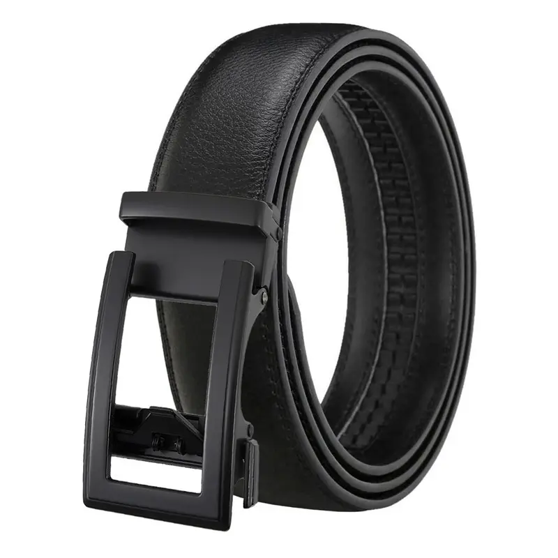 Men's Leather Belt Automatic Buckle Two-layer Cowhide Hollow