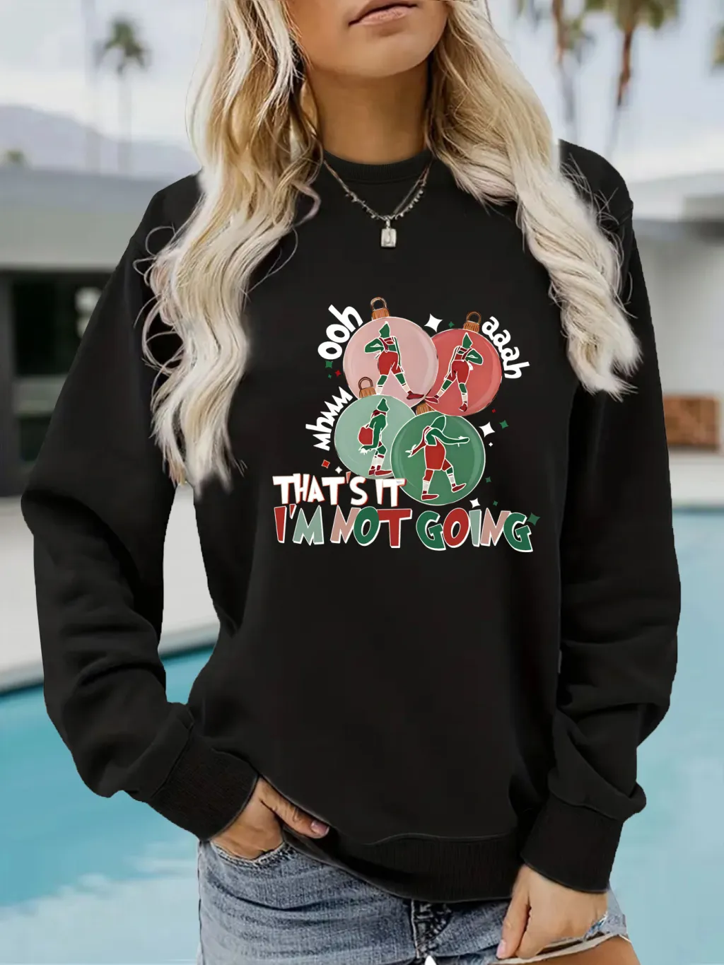 I'm Not GOING Pattern Printed Casual Hoodie - Black