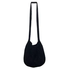 Knitted Tote Twist Vintage Crossbody Bag - Black - View 1