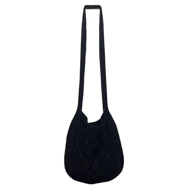 Knitted Tote Twist Vintage Crossbody Bag Black - Shop at LoveMi