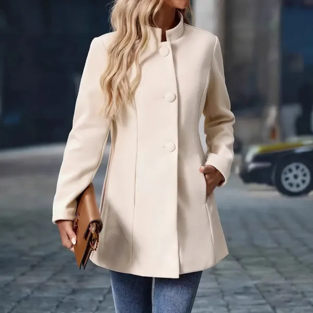 Pocket 3 Breasted Slim Coat Jacket Apricot - Shop at LoveMi