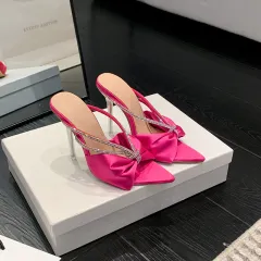 Fashion Pointed-toe Bowknot Super High Heels - Red - View 1