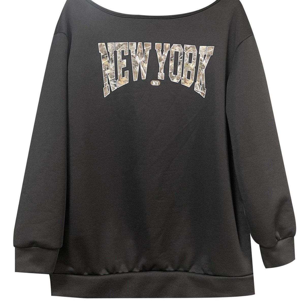 Casual Loose Pullover Simple Letter Print Long Sleeve Sweater