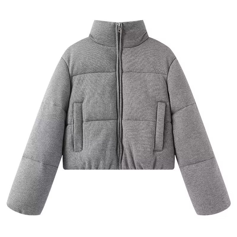 Knitted Fabric Stand-up Collar Thermal Comfortable Figure-flattering Classic Puffer Jacket - Image 5