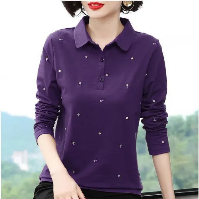 Women's Fashion Personality Polo Top Dark Purple - Shop at LoveMi