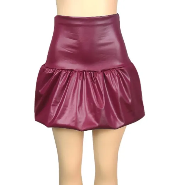 Matte PU Leather Skirt High Waist Belly Contracting Red - Shop at LoveMi
