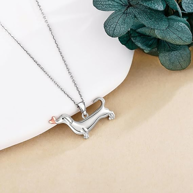 Accessories Two-color Cute Sausage Dog Heart Necklace