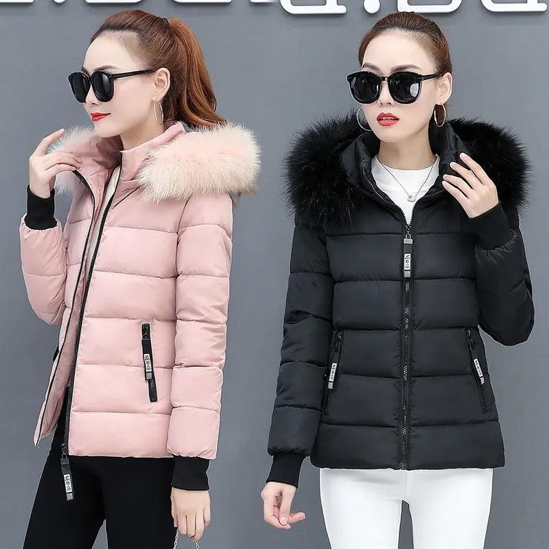 Thicken Big Fur Collar Plus Size Fat Sister Cotton-padded