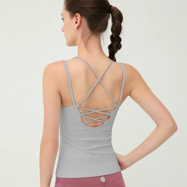 Yoga Straps Top For Women Beauty Back Cross High Elastic Quick drying Elegant Gray - Shop at LoveMi
