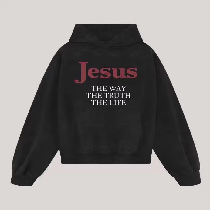 Jesus Is The Way HoodieT-Shirt With A Crew Neck And Long Sleeves