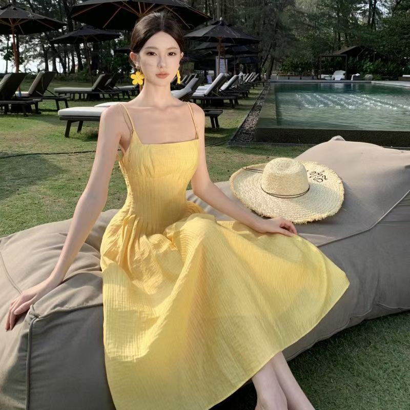 Womens Fashion Off-shoulder Waist-cinching Sexy Strap Dress