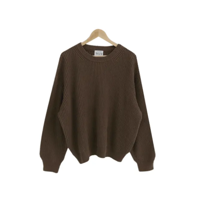 Solid Color Lazy And Loose Thick Needle Pullover Brown - Shop at LoveMi