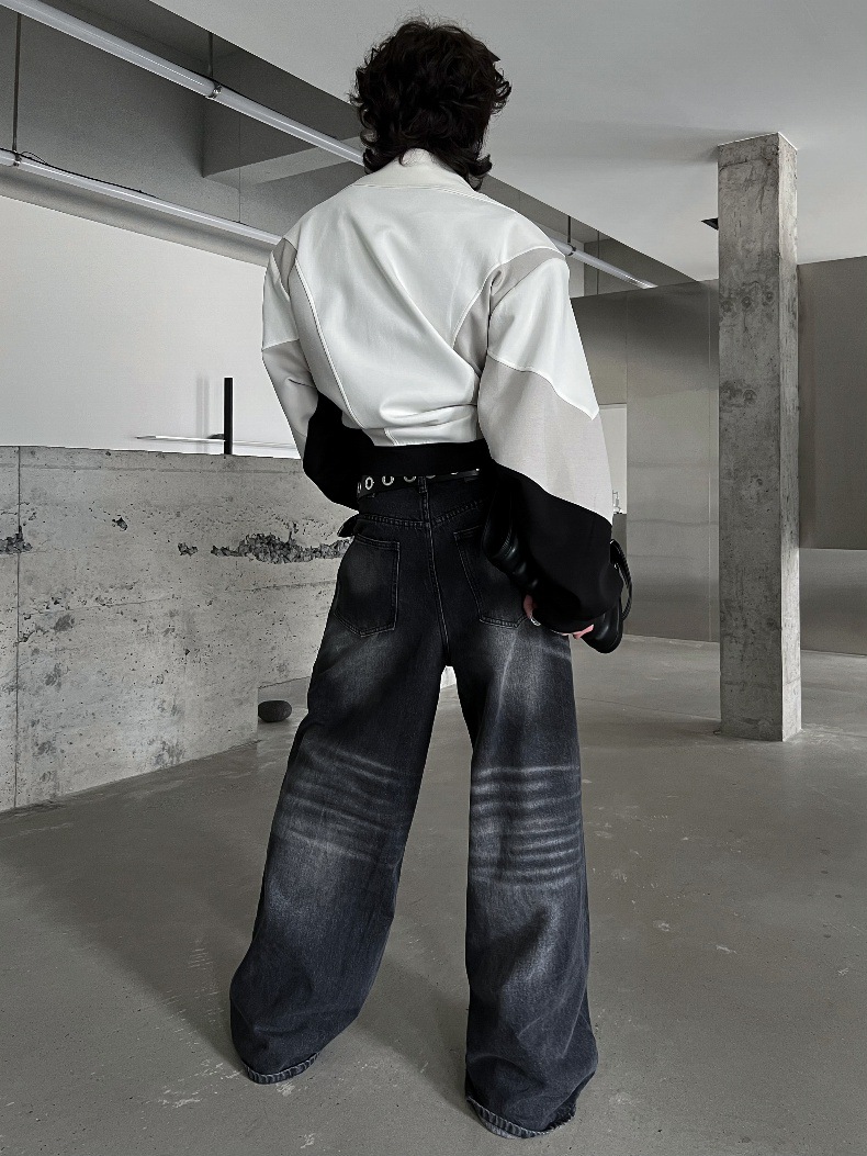 Spring And Autumn Washed Jeans Men's Loose Wide-leg Pants