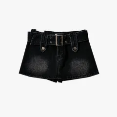 Slimming And Heightening Denim Shorts For Women - Black - View 1