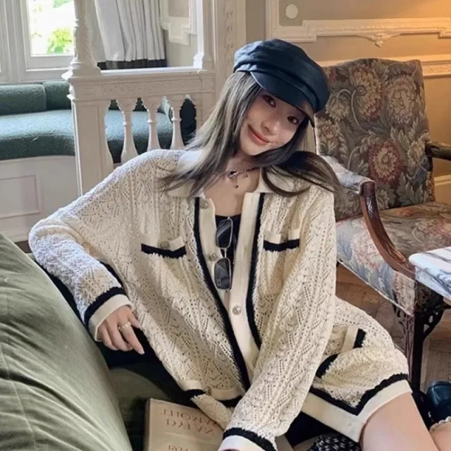 Classic Style Hollow Out Sleeveless Knitted Dress Female Elegance Retro Short Skirt Black - Shop at LoveMi