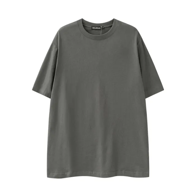 280g Pure Cotton Solid Color Short Sleeve American Casual Loose Shoulder T shirt Gray - Shop at LoveMi