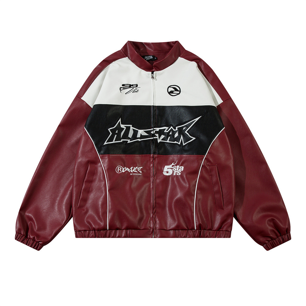 European And American Rock Men's Leather Jacket Jacket Locomotive Racing Suit