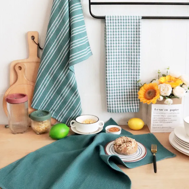 Three Piece Set Of Tea Towels For Home And Kitchen Use Green - Shop at LoveMi