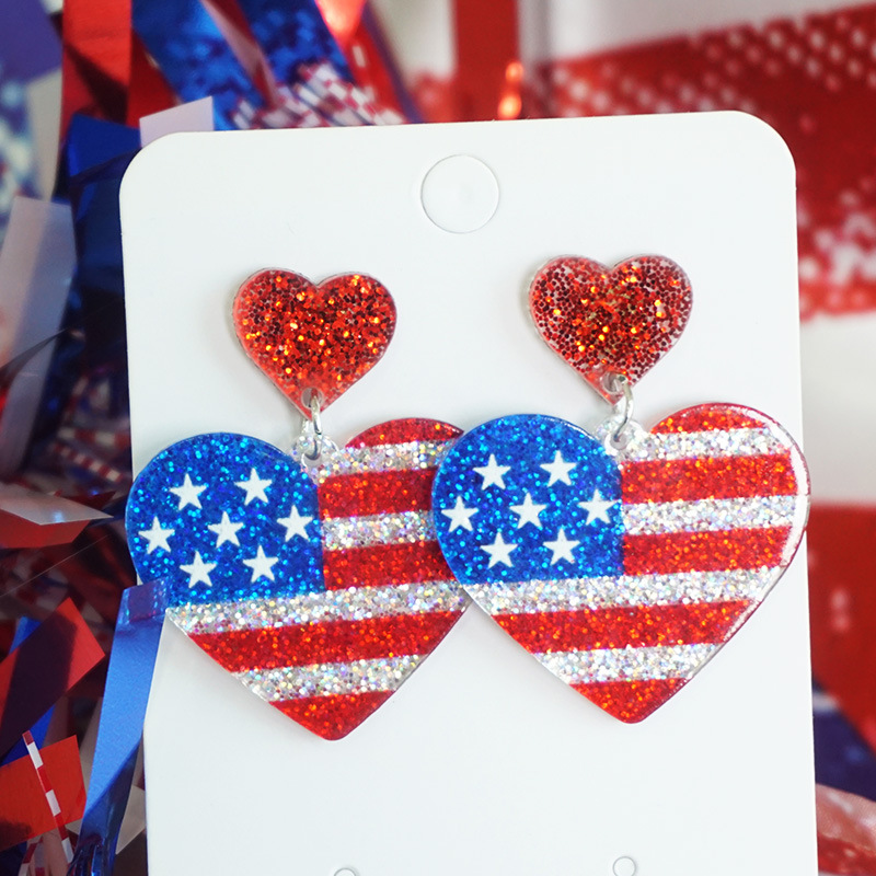 Shining Holiday Celebration Party American Patriotic Elements Glossy Glitter Earrings