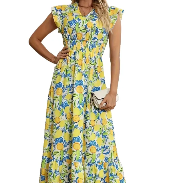 Elegant Style Polyester A line V neck A line Dress Mixed Color - Shop at LoveMi