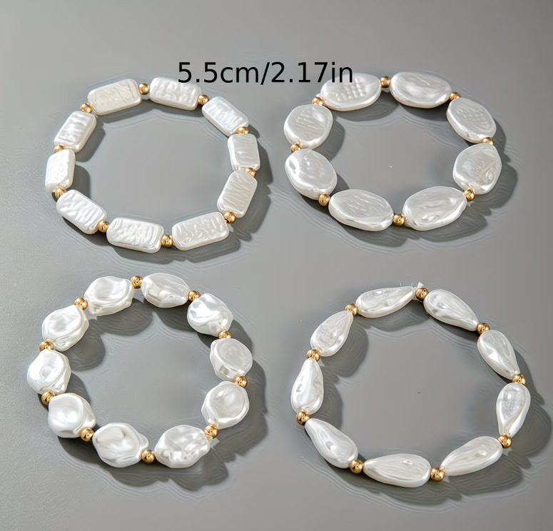 Baroque Pearl Heart Bead Bracelet Set, picture 3 of 3