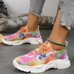 Flyknit Casual New Running 3D Printed Flowers Slip-on Light Running Shoes - Color-40 - View 1