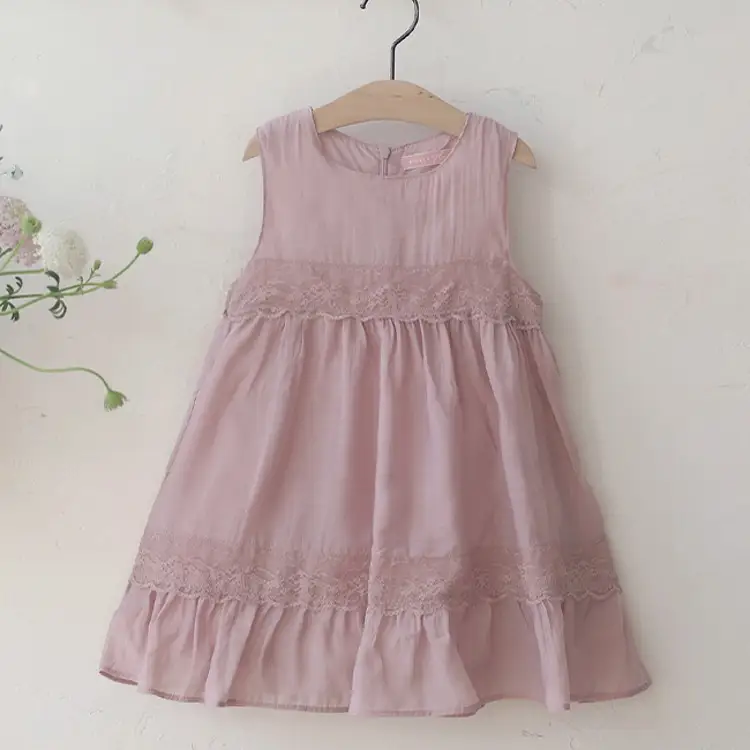 Sundress Children Girl French Lace Cotton Princess Dress Shirt