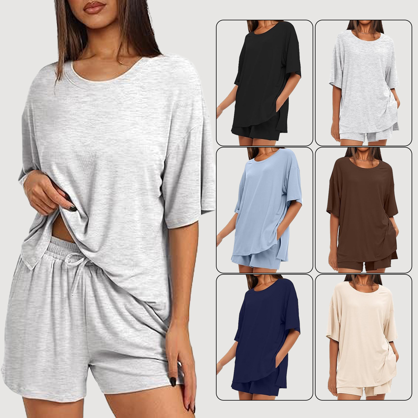 Simple Solid-Color Summer Commuter Loungewear Set