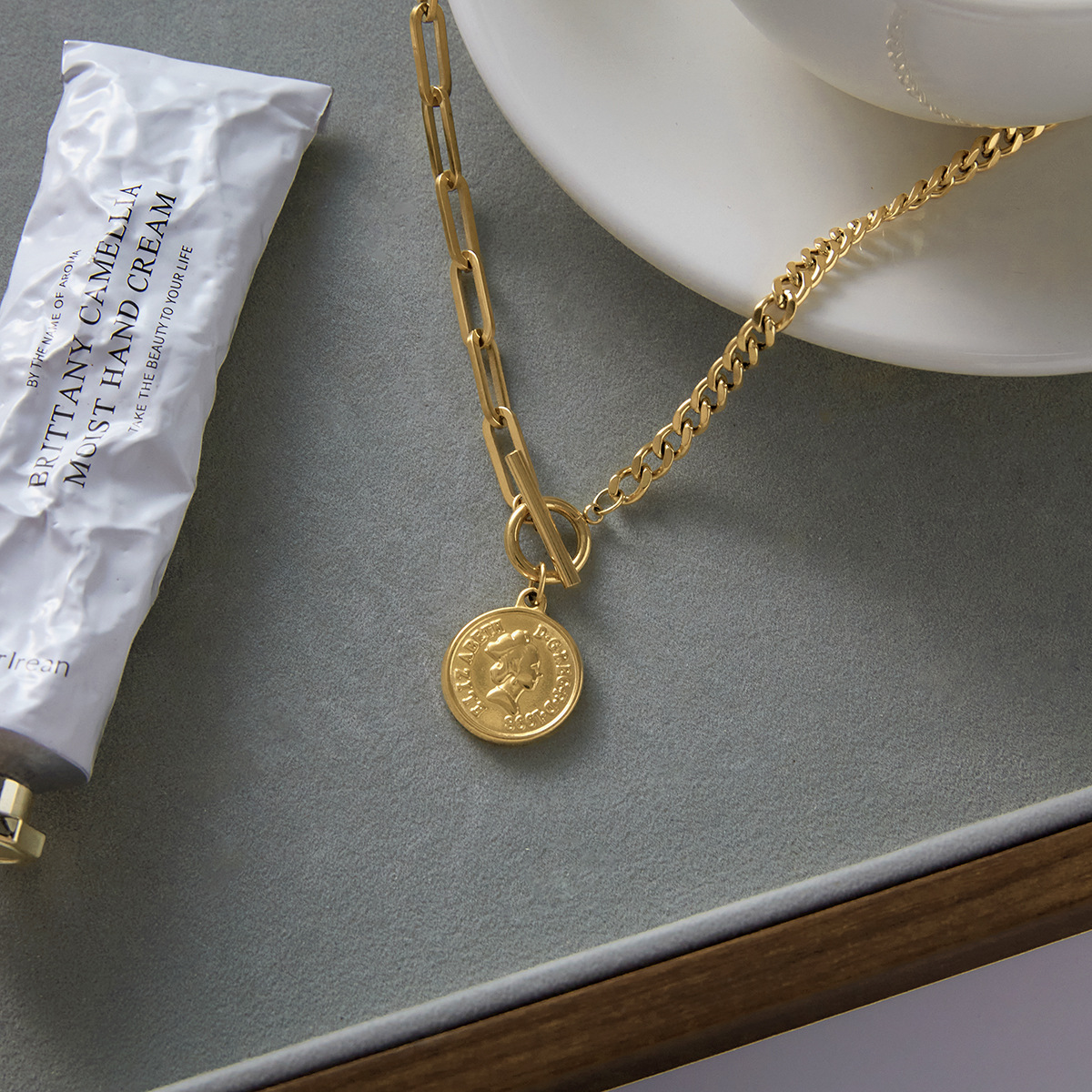 Elegant Understated Design With A Classic 18K Gold Stainless Steel Necklace - Jewelry & Watches