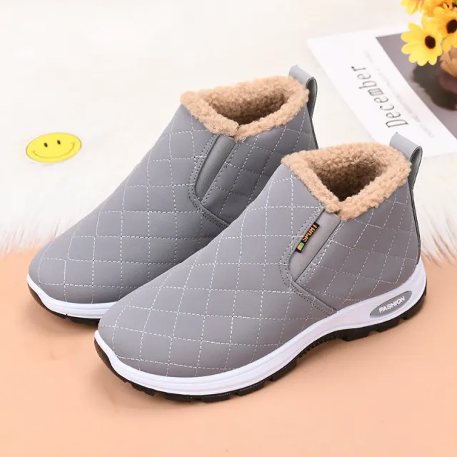 Women's Velvet Thermal Booties Flat Heel Gray - Shop at LoveMi
